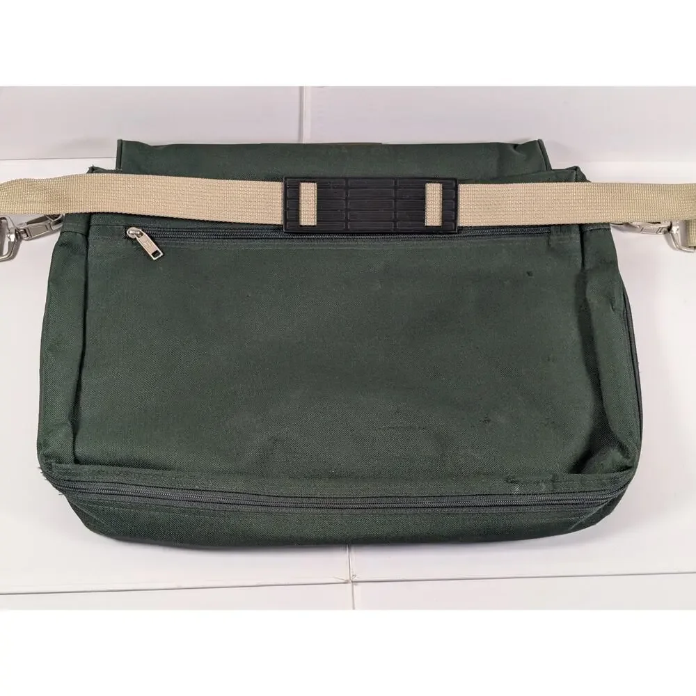 American Tourister Messenger Laptop Bag Green Canvas Briefcase Shoulder Bag 18